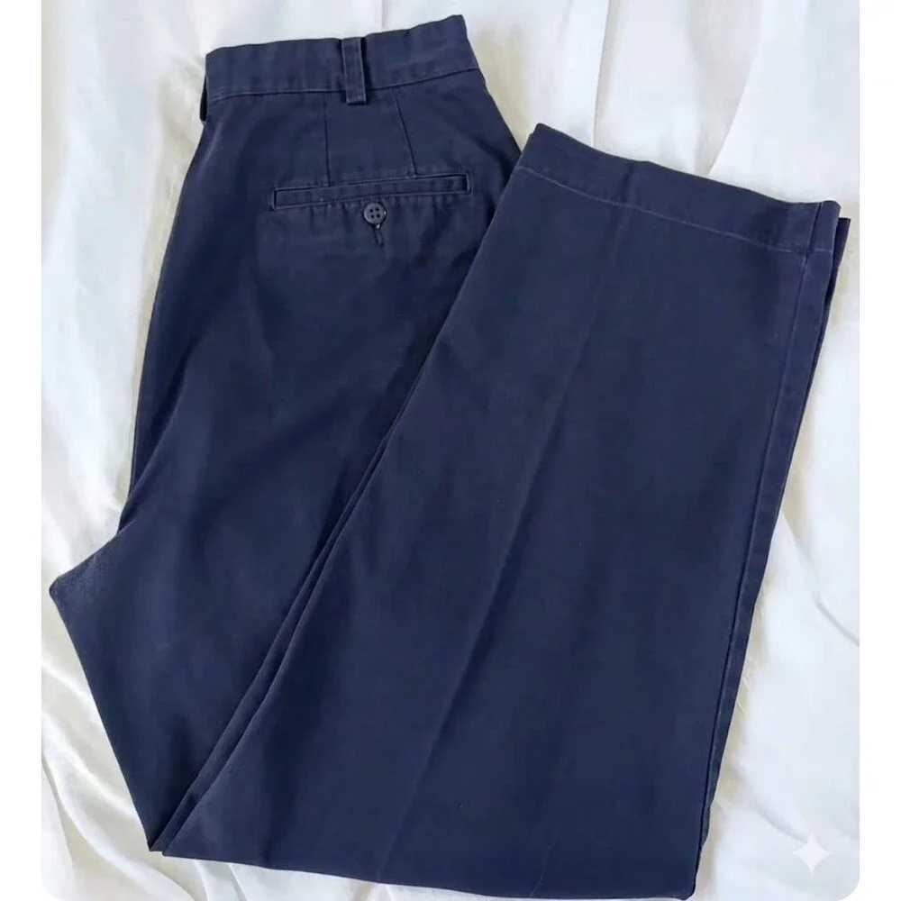 J.CREW Men's navy Cotton Chino Pants 35x30 Heavyweight Relaxed Fit excellent